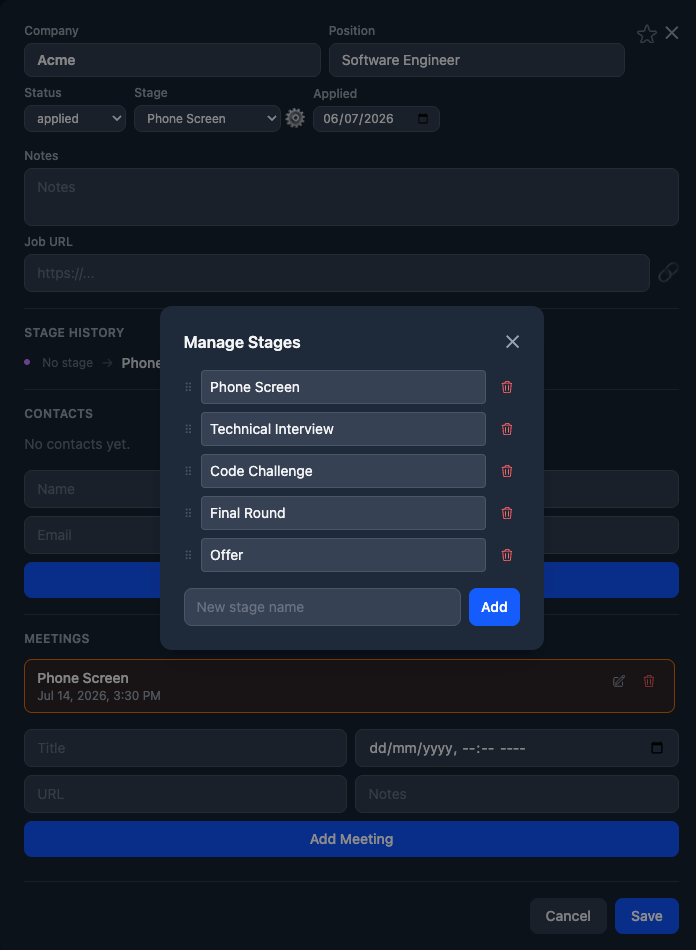 JobTracker job with custom pipeline stages