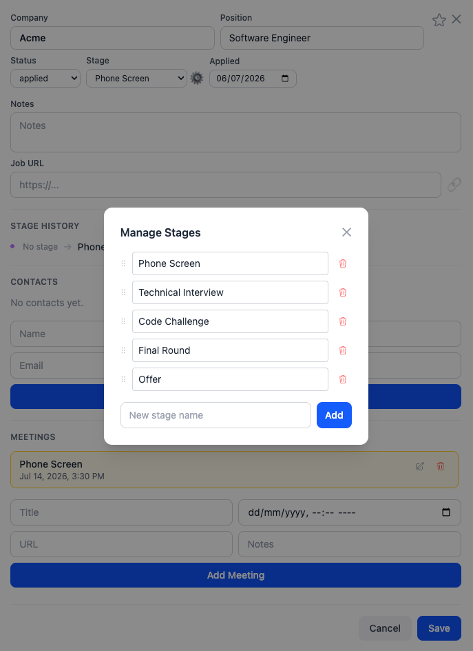 JobTracker job with custom pipeline stages