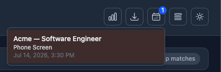 JobTracker upcoming meetings across all jobs