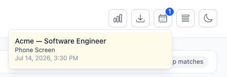 JobTracker upcoming meetings across all jobs